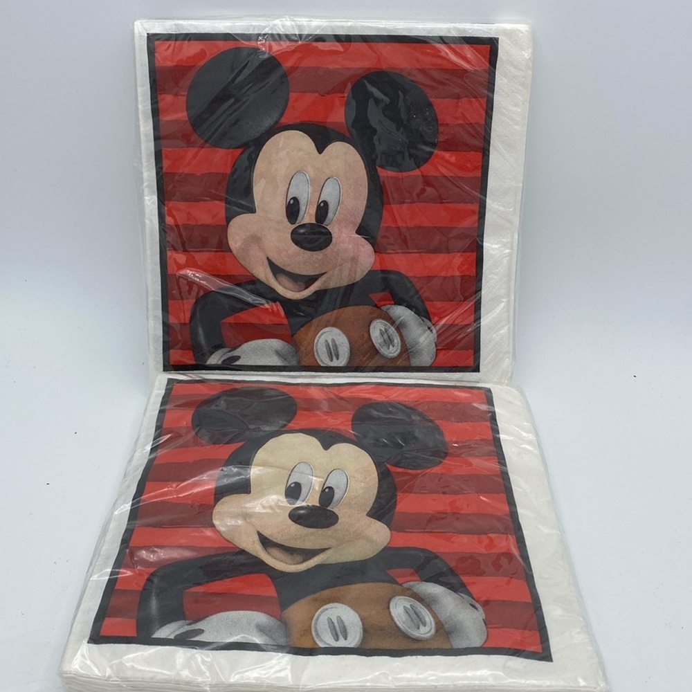 2 VTG Disney Mickey Mouse birthday party luncheon napkins 16 per pack 2 ply